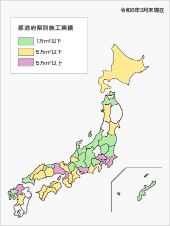 図：都道府県別施工実績（平成30年12月末現在）